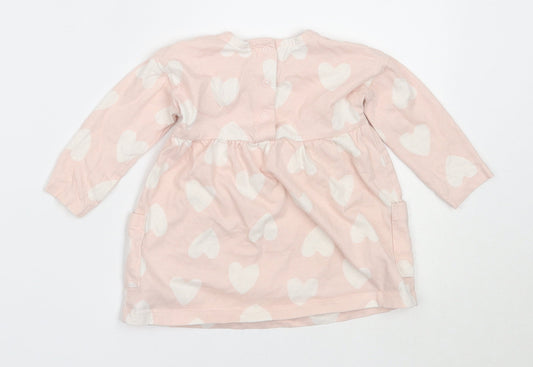 George Girls Pink Cotton Fit & Flare Size 3-6 Months Round Neck
