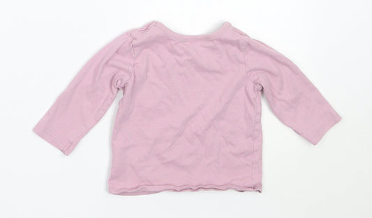 George Girls Purple Cotton Basic T-Shirt Size 3-6 Months Round Neck