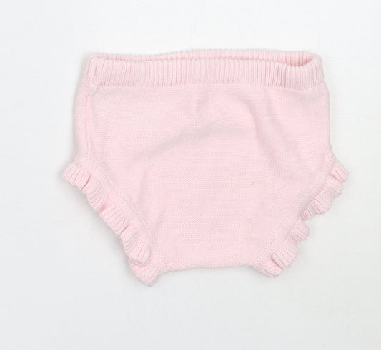 Nutmeg Girls Pink Cotton Cropped Trousers Size 3-6 Months