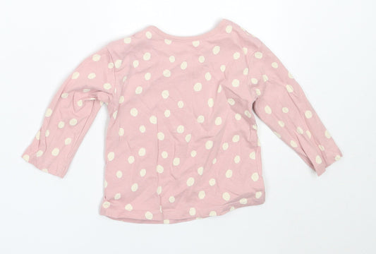 George Girls Pink Polka Dot Cotton Basic T-Shirt Size 6-9 Months Round Neck