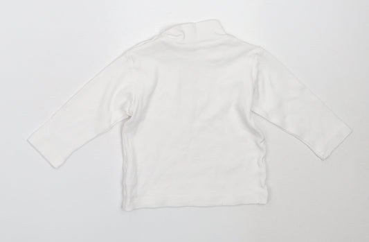 Betetto Girls White Cotton Basic T-Shirt Size 12-18 Months High Neck