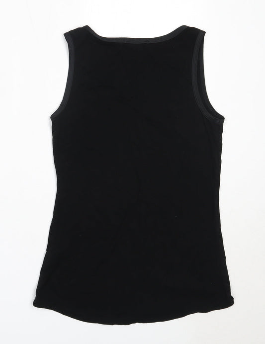 Coast Womens Black Viscose Basic Tank Size XS Round Neck