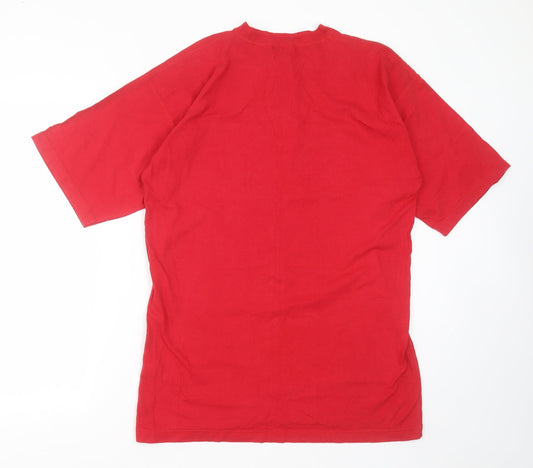 Hardwear Mens Red Cotton T-Shirt Size M Round Neck
