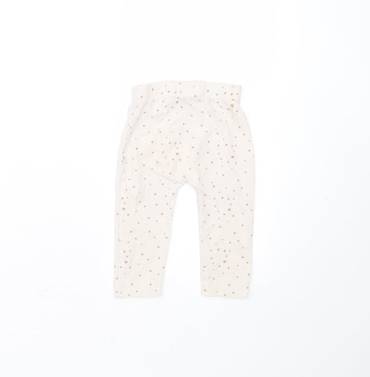 George Girls Beige Spotted Cotton Trousers Size 6-9 Months - leggings