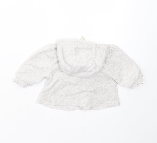 Baby Girls Grey Cotton Full Zip Jumper Size 3-6 Months Zip - hoodie