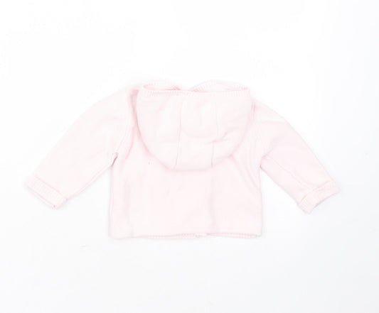 Mini Club Girls Pink Cotton Cardigan Jumper Size 6-9 Months Button - hoodie