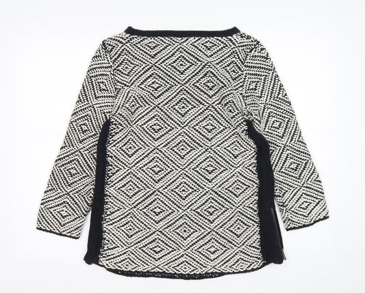 Mint Velvet Womens Multicoloured Round Neck Argyle/Diamond Cotton Pullover Jumper Size 10