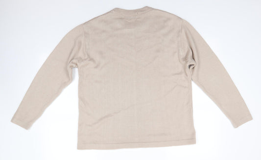 New Mood Womens Brown Round Neck Acrylic Pullover Jumper Size M