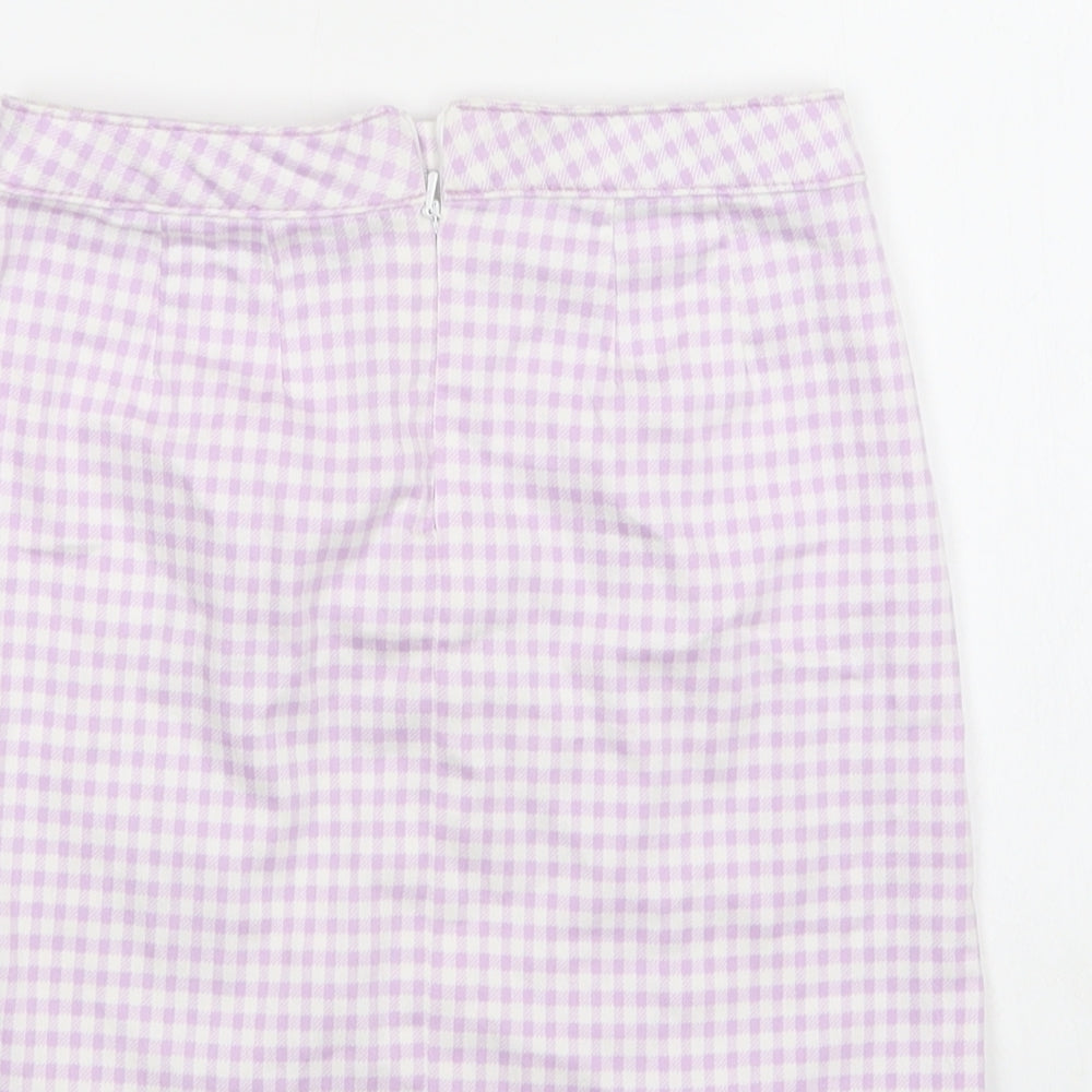 George Girls Purple Gingham Cotton A-Line Skirt Size 10-11 Years Regular Zip