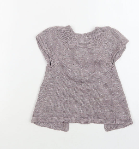 Confetti Girls Purple Round Neck Viscose Cardigan Jumper Size 3 Years Button