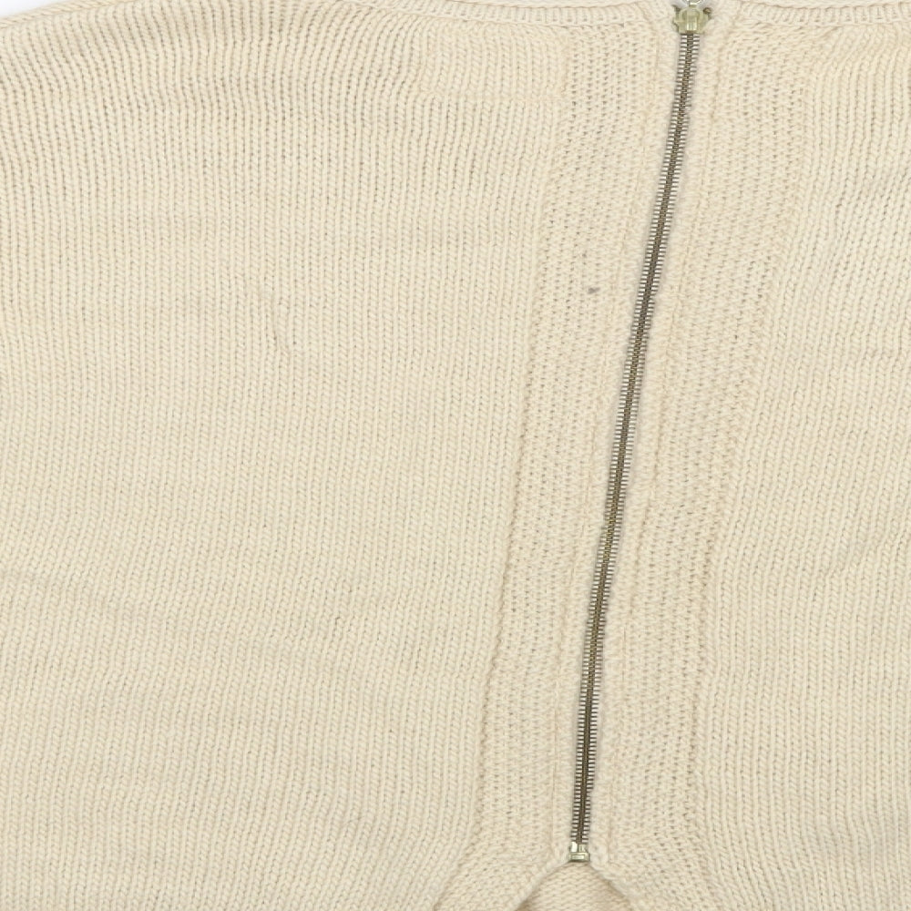 New Look Womens Ivory Round Neck Acrylic Pullover Jumper Size S