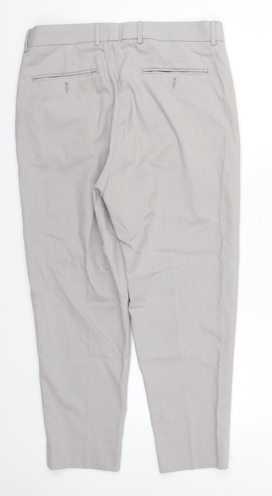 ASOS Mens Grey Polyester Trousers Size 32 L24 in Regular Button