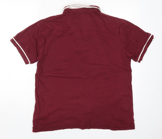 W&B Mens Red Cotton Polo Size L Collared Pullover