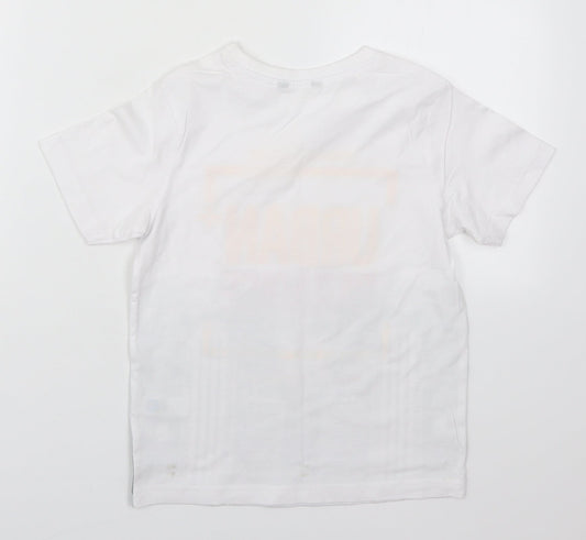 George Boys White Polyester Basic T-Shirt Size 7-8 Years Crew Neck Pullover - Urban Paradise