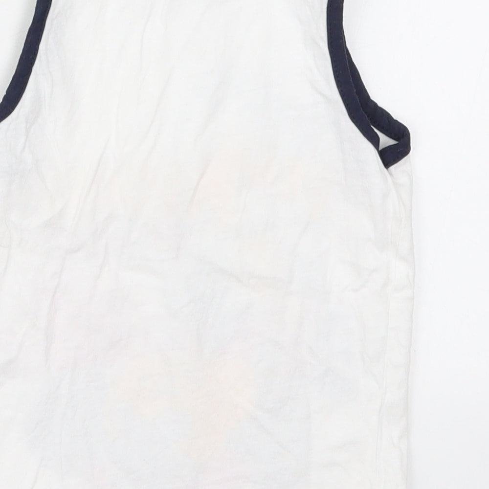Pep&Co Boys White Cotton Basic Tank Size 5-6 Years Round Neck Pullover - Team Mickey On The Go