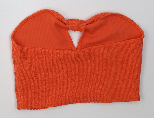 Boohoo Womens Orange Polyester Cropped Tank Size 12 Off the Shoulder