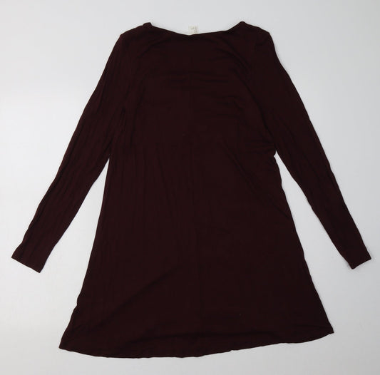 H&M Womens Red Viscose A-Line Size S V-Neck Pullover