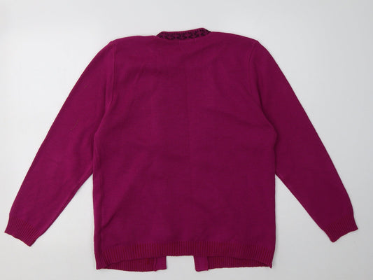 Glimpse Design Womens Purple Geometric Acrylic Pullover Sweatshirt Size M Pullover