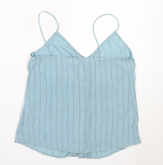 Vera & Lucy Womens Blue Striped Viscose Camisole Blouse Size S V-Neck
