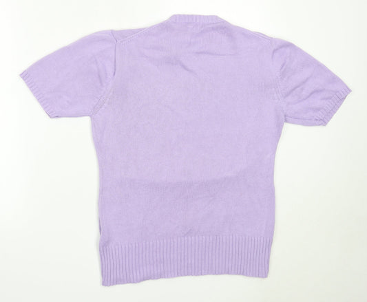 Stature Womens Purple Round Neck Cotton Pullover Jumper Size 14