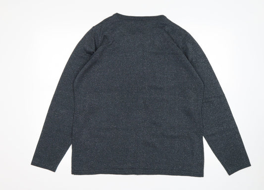 Bonmarché Womens Grey Round Neck Acrylic Cardigan Jumper Size M