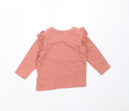 Primark Girls Pink Cotton Basic T-Shirt Size 6-9 Months Round Neck