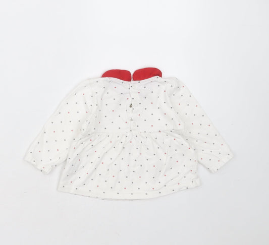 OBAIBI Girls White Geometric Cotton Basic T-Shirt Size 12 Months Collared - snowflakes