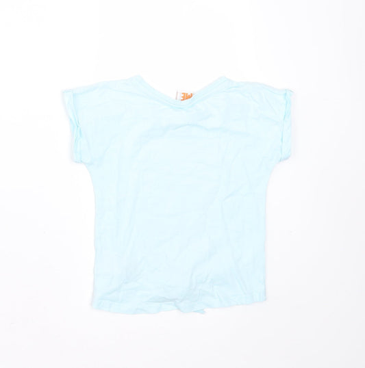 DISPICABLE ME Girls Blue Cotton Basic T-Shirt Size 4 Years Round Neck - sequins