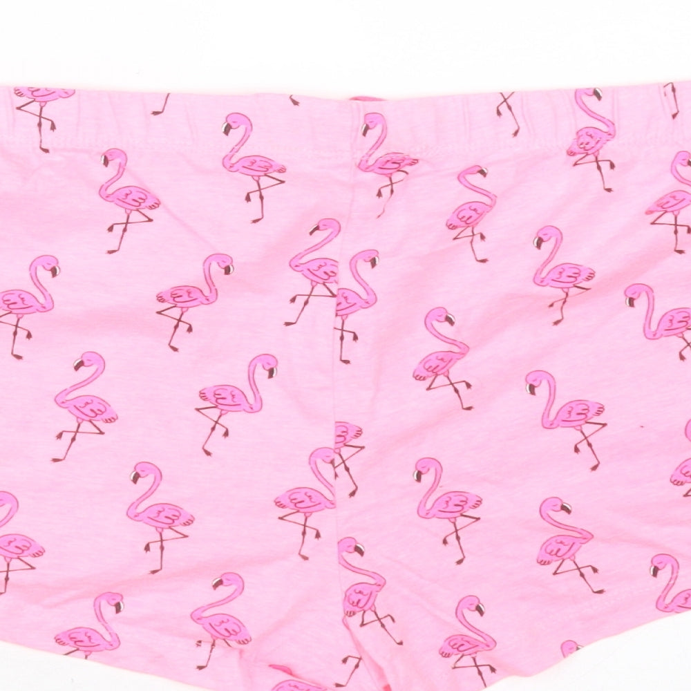 Primark Womens Pink Solid Cotton Sleep Shorts Size M Drawstring - flamingo