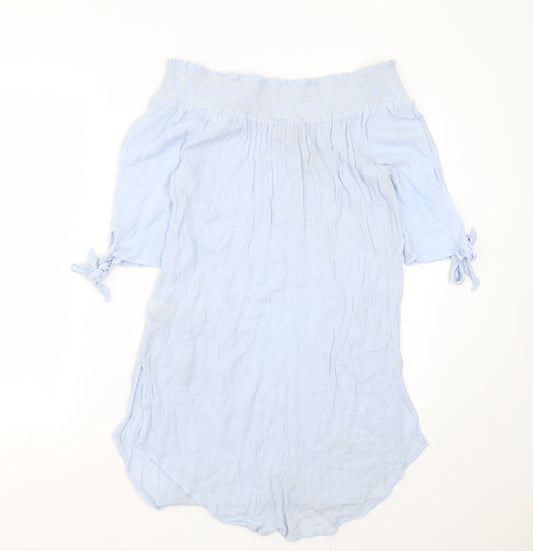 New Look Womens Blue Viscose Basic Blouse Size M Round Neck