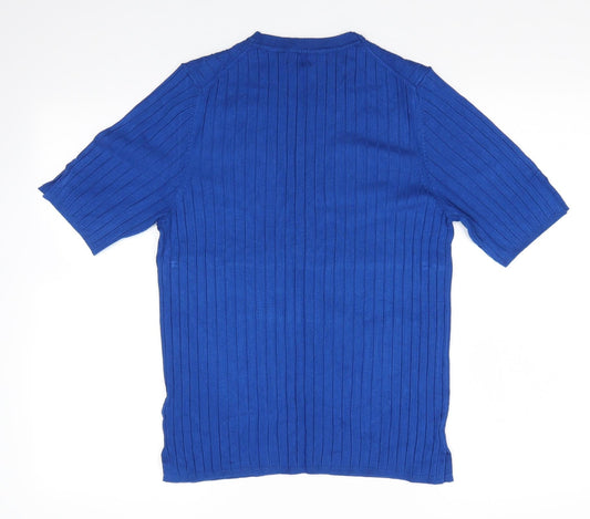 M&S Womens Blue Round Neck Viscose Pullover Jumper Size 16