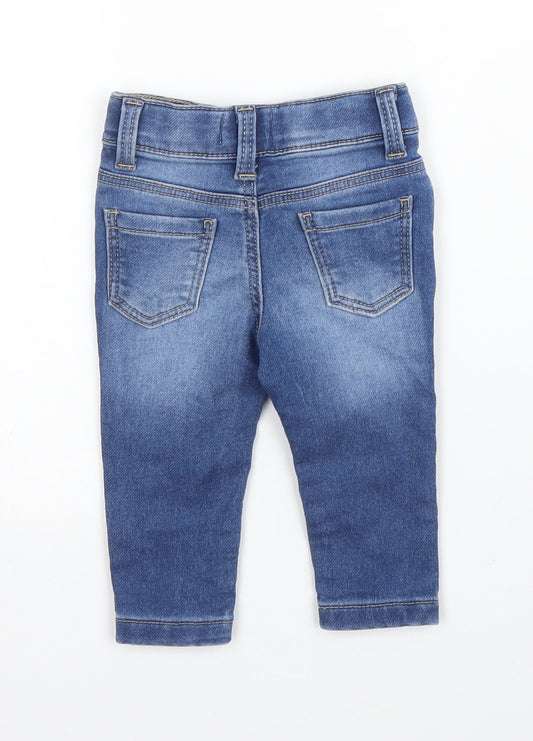 Primark Girls Blue Cotton Capri Jeans Size 3-6 Months Snap
