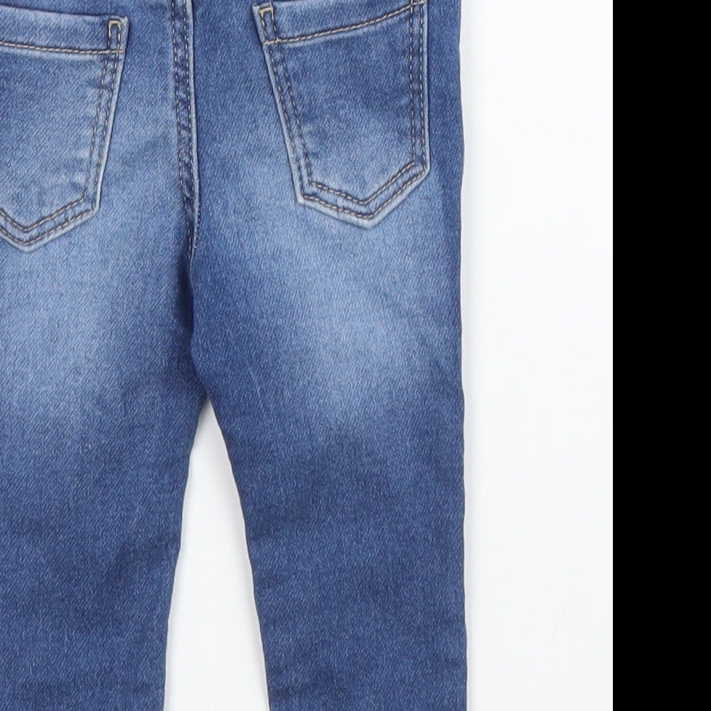 Primark Girls Blue Cotton Capri Jeans Size 3-6 Months Snap