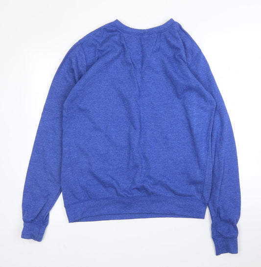 All We Do is Mens Blue Round Neck Cotton Pullover Jumper Size L