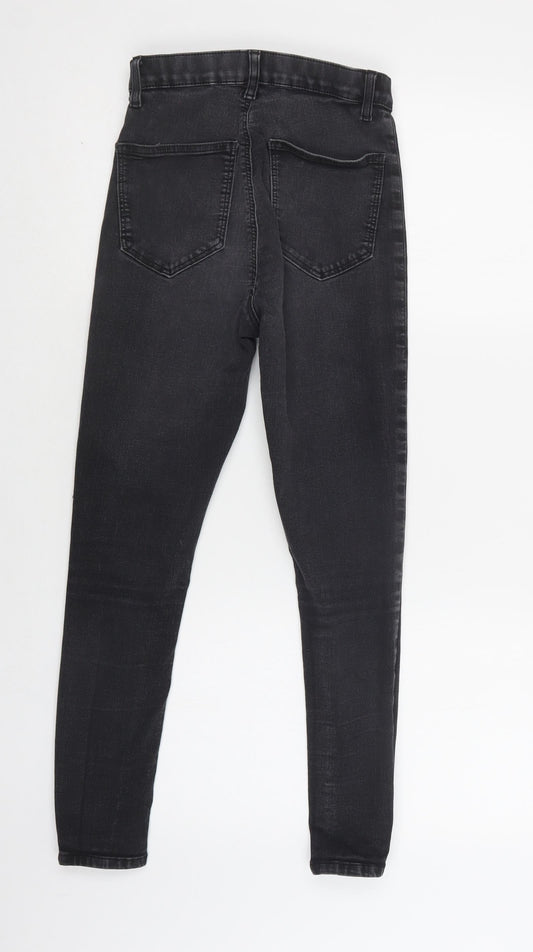 Topshop Womens Black Cotton Skinny Jeans Size 28 L30 in Regular Button