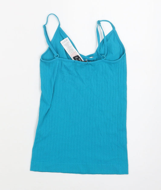 New Look Womens Blue Nylon Camisole Blouse Size XS V-Neck