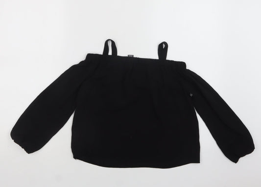Primark Girls Black Polyester Basic Blouse Size 9-10 Years Off the Shoulder