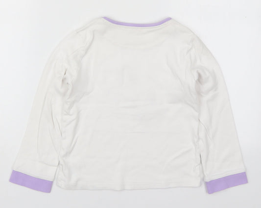 John Lewis Girls White Solid Cotton Top Pyjama Top Size 8 Years Pullover - Unicorn Purple
