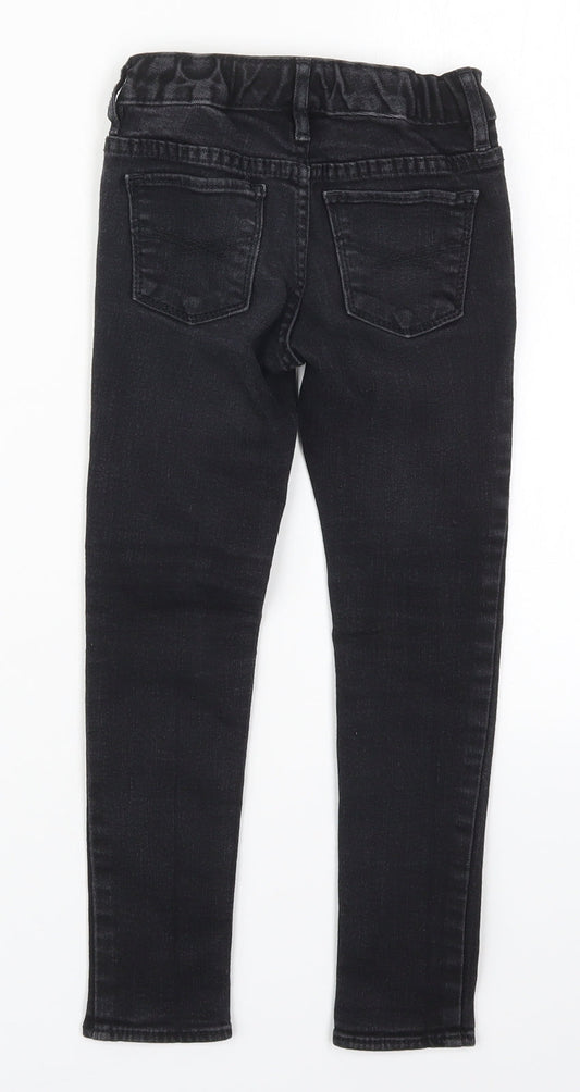 Gap Girls Black Cotton Skinny Jeans Size 6 Years Regular Button