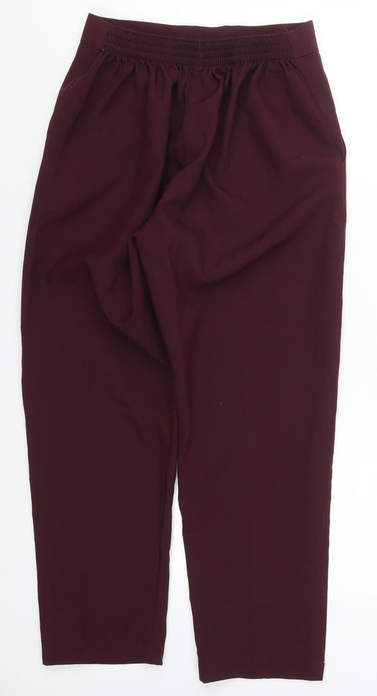 Preworn Womens Purple Polyester Trousers Size 14 L24 in Regular