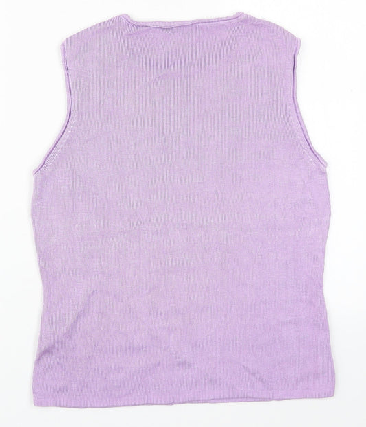Precis Womens Purple Viscose Basic Tank Size M Round Neck