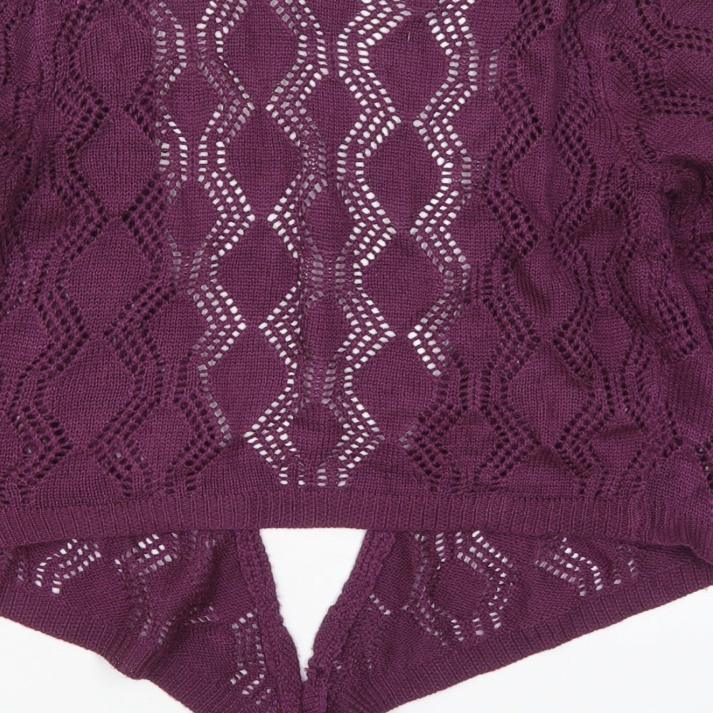 CKM Womens Purple V-Neck Acrylic Cardigan Jumper Size 14
