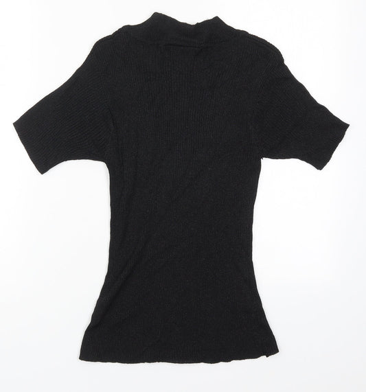 Opera Womens Black Round Neck Viscose Pullover Jumper Size M