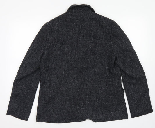 Suzie J Womens Grey Jacket Blazer Size 16 Button
