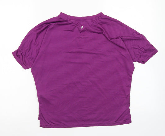 Workout Womens Purple Polyester Basic T-Shirt Size 2XS Round Neck