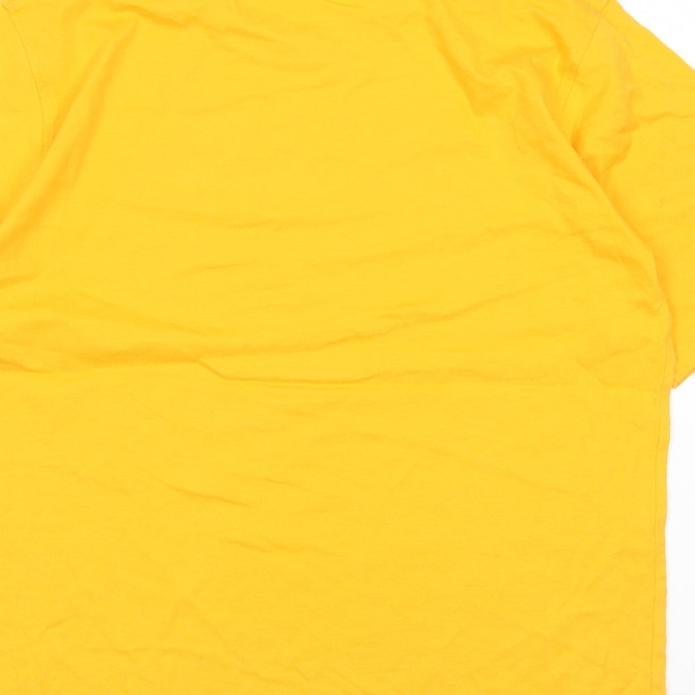 M&S Boys Yellow Cotton Basic T-Shirt Size 13-14 Years Crew Neck