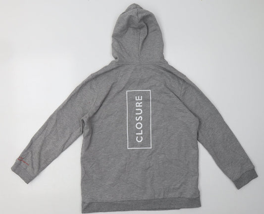 closure Womens Grey Polyester Pullover Hoodie Size S Pullover