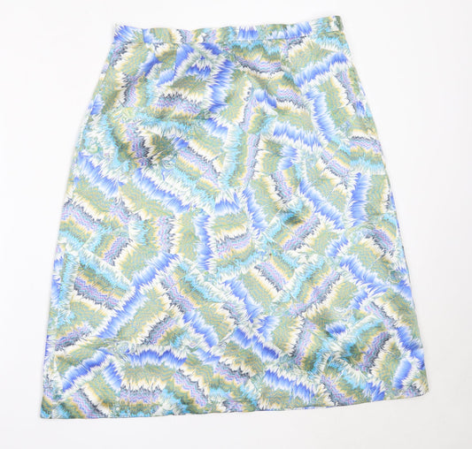 Preworn Womens Blue Polyester Flare Skirt Size 31 in