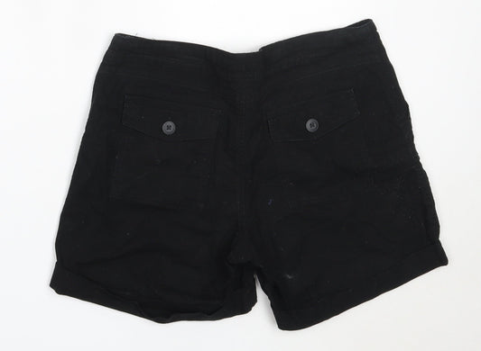 Now Womens Black Cotton Bermuda Shorts Size 8 Regular