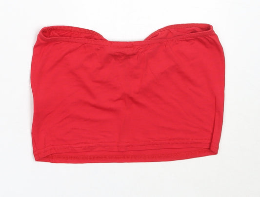 PRETTYLITTLETHING Womens Red Viscose Cropped Tank Size 8 Sweetheart